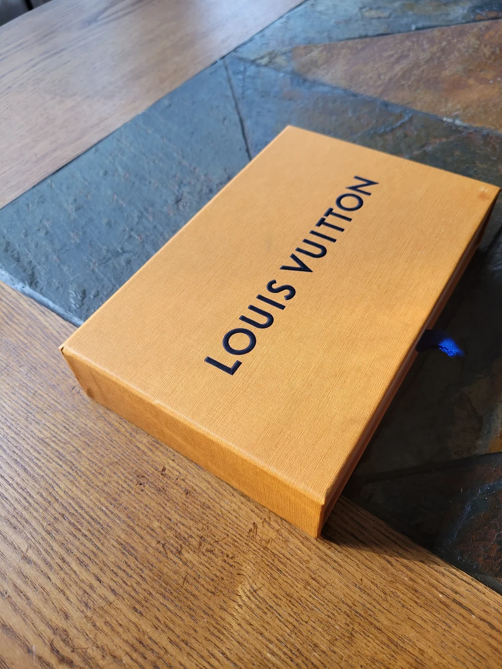 LOUIS VUITTON LV Gift Box Drawer Box Authentic With Blue Ribbon